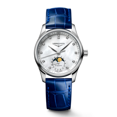 Longines Master Collection L24094870 34mm Stahlgehäuse Lederband Perlmutt-Zifferblatt