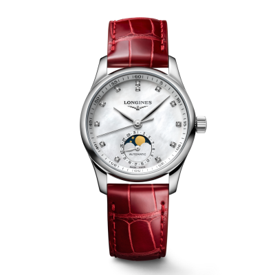 Longines Master Collection L24094872 34mm Stahlgehäuse Lederband Perlmutt-Zifferblatt